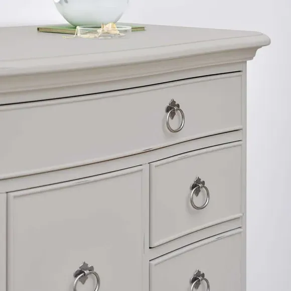 8-Drawer Chest with Carved Details - Grey, Wood