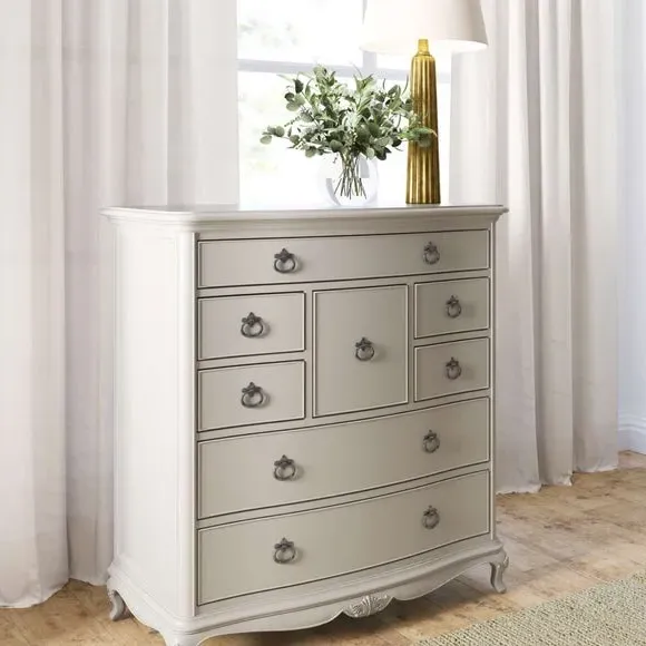 8-Drawer Chest with Carved Details - Grey, Wood image