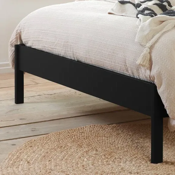 Bed Frame with Curved Headboard - Black, Rattan