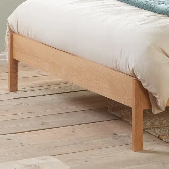 Bed Frame with Curved Headboard - Oak, Rattan