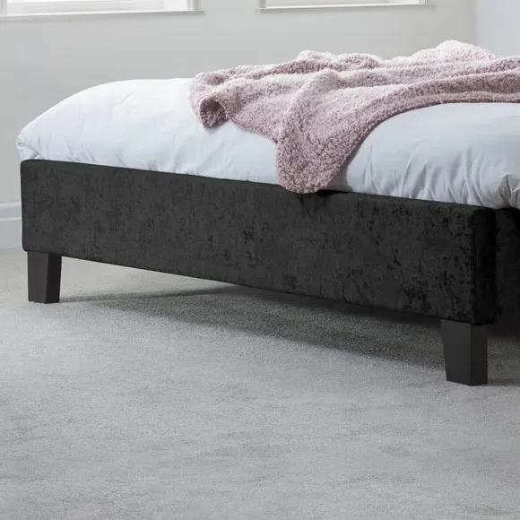 Bed Frame with Cushioned Headboard - Black, Velvet