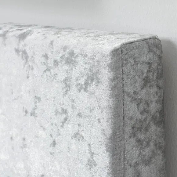 Bed Frame with Cushioned Headboard - Silver, Velvet