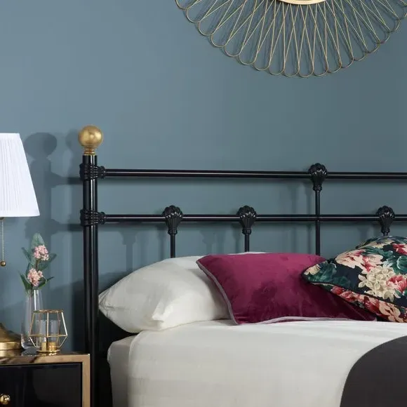 Bed Frame with Sprung Slats - Black, Metal