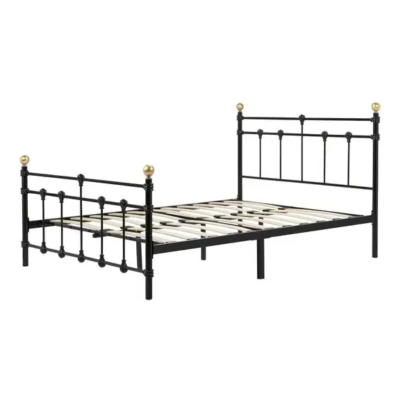 Bed Frame with Sprung Slats - Black, Metal