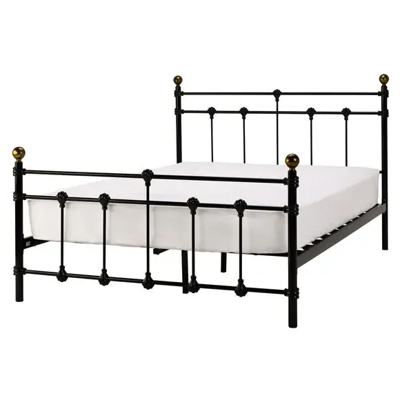 Bed Frame with Sprung Slats - Black, Metal image