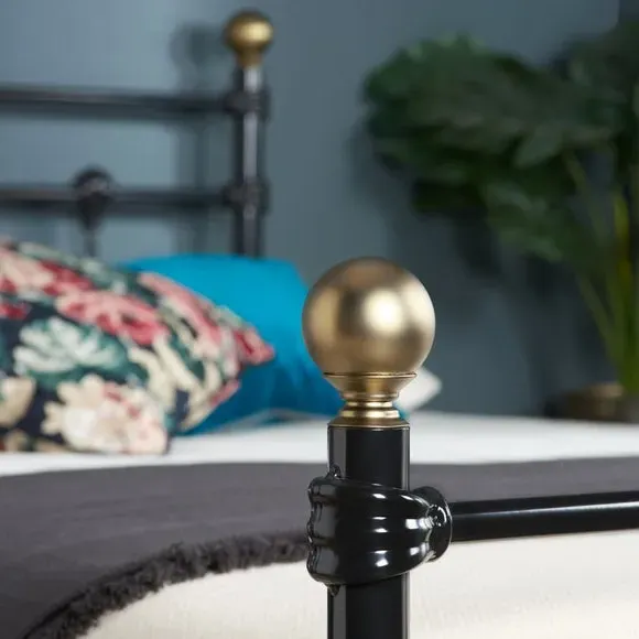 Bed Frame with Sprung Slats - Black, Metal