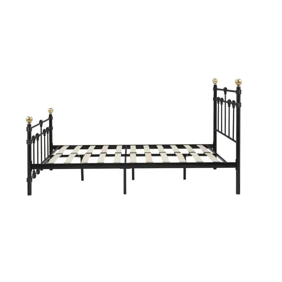 Bed Frame with Sprung Slats - Black, Metal