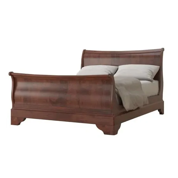 Bed Frame with Sprung Slats - Brown, Wood Veneer