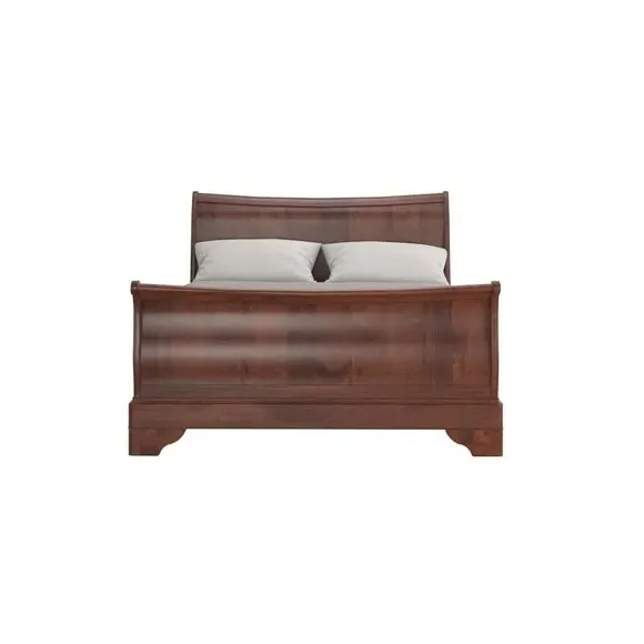 Bed Frame with Sprung Slats - Brown, Wood Veneer