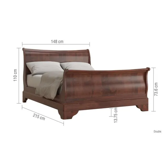 Bed Frame with Sprung Slats - Brown, Wood Veneer