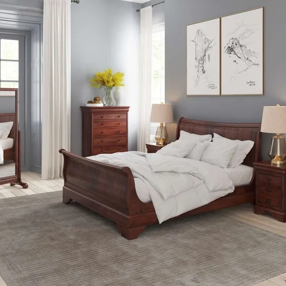 Bed Frame with Sprung Slats - Brown, Wood Veneer image