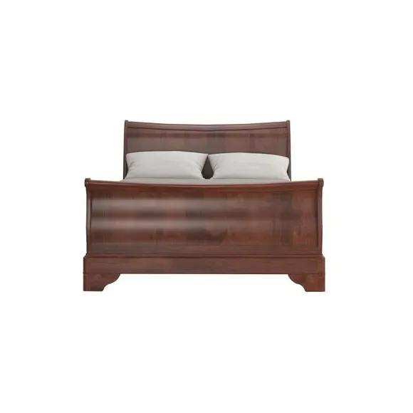 Bed Frame with Sprung Slats - Brown, Wood Veneer