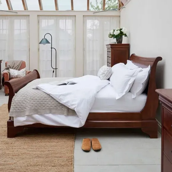 Bed Frame with Sprung Slats - Brown, Wood Veneer