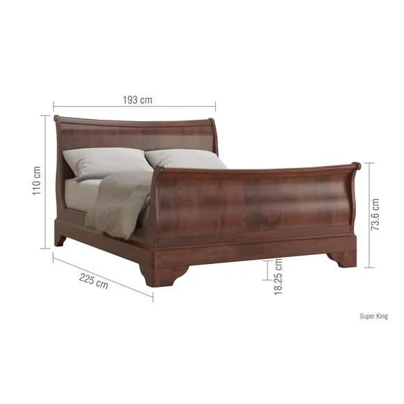 Bed Frame with Sprung Slats - Brown, Wood Veneer