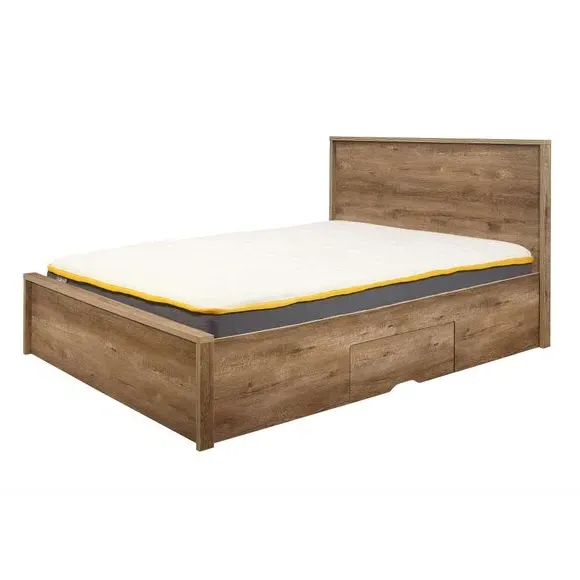 Bed Frame with Storage Drawers - Brown, Oak