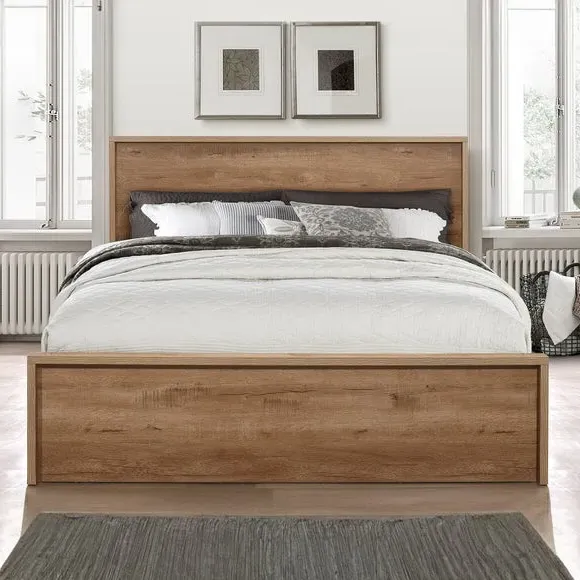 Bed Frame with Storage Drawers - Brown, Oak