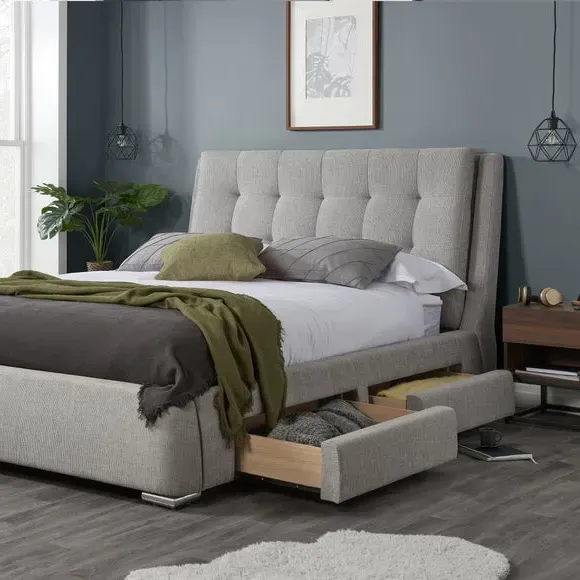 Bed Frame with Storage - Grey, Fabric