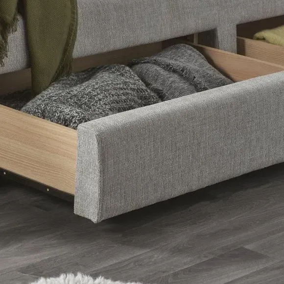 Bed Frame with Storage - Grey, Fabric
