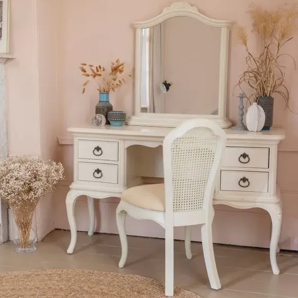 Bedroom Chair with Carved Detail - Cream, Wood