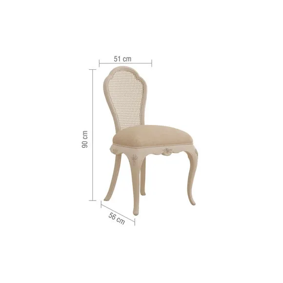 Bedroom Chair with Carved Detail - Cream, Wood