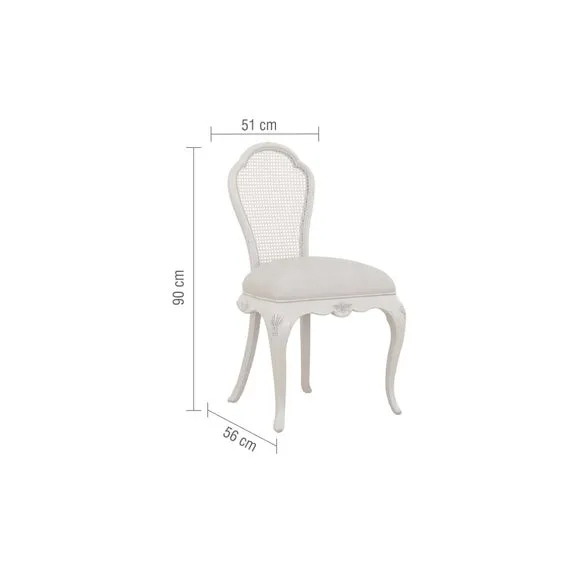 Bedroom Chair with Carved Details - Grey, Cotton