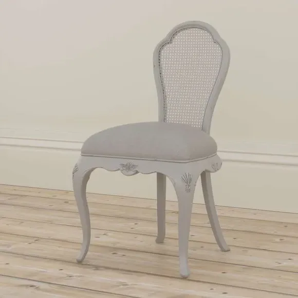 Bedroom Chair with Carved Details - Grey, Cotton image