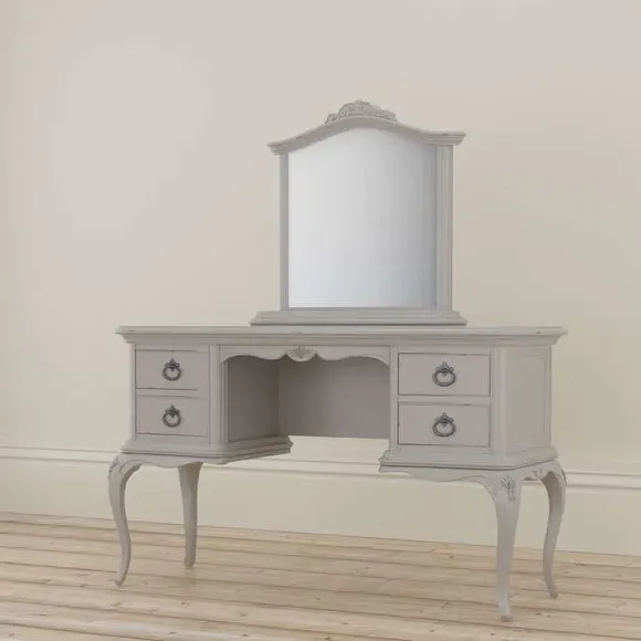 Carved Mirror with Painted Finish - Grey, Wood