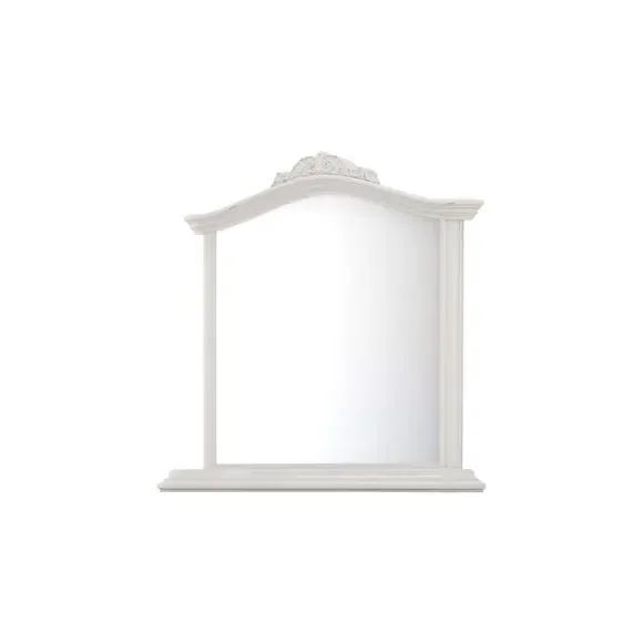 Carved Mirror with Painted Finish - Grey, Wood