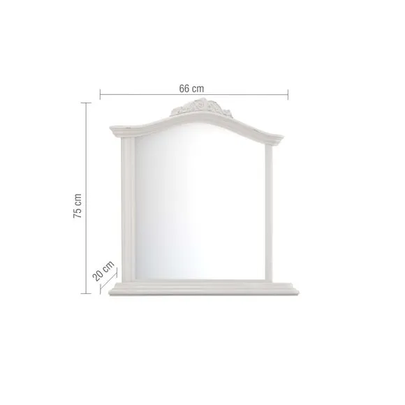 Carved Mirror with Painted Finish - Grey, Wood