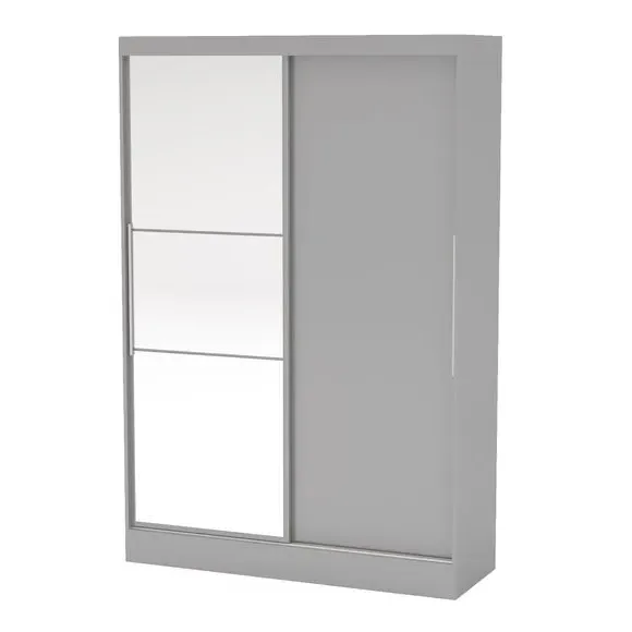 Double Sliding Wardrobe with Mirror - Grey