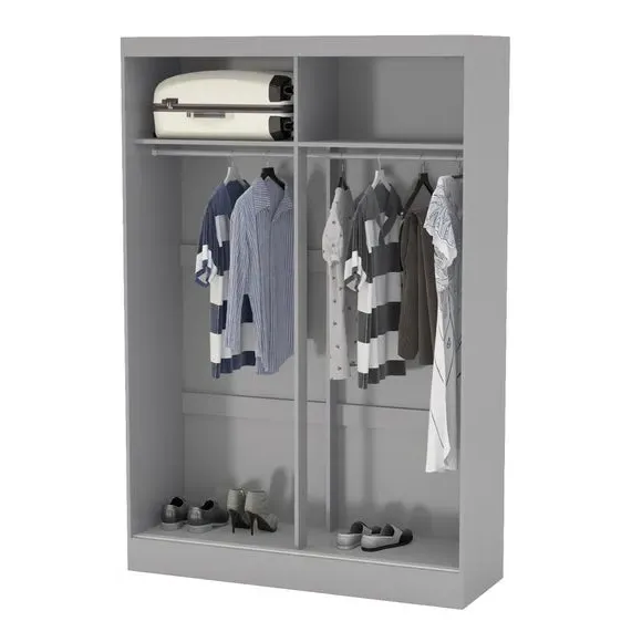 Double Sliding Wardrobe with Mirror - Grey