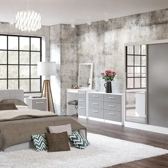 Double Sliding Wardrobe with Mirror - White