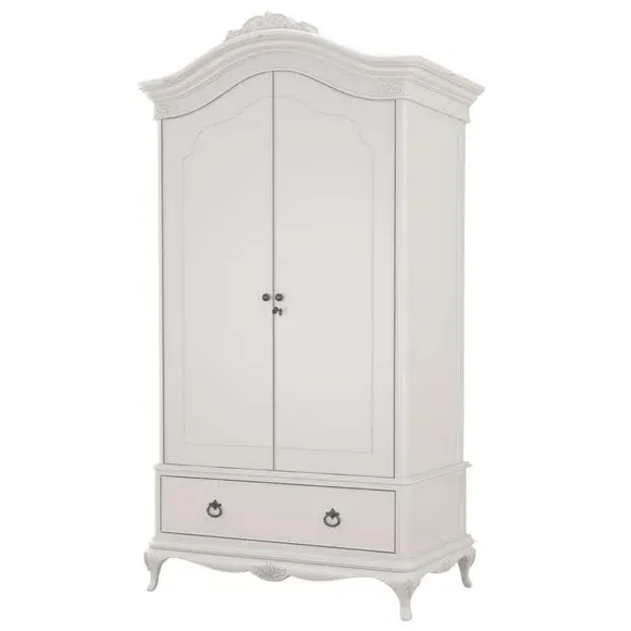 Double Wardrobe with Carved Details - Grey, Wood