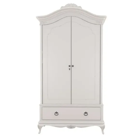 Double Wardrobe with Carved Details - Grey, Wood