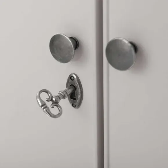 Double Wardrobe with Carved Details - Grey, Wood