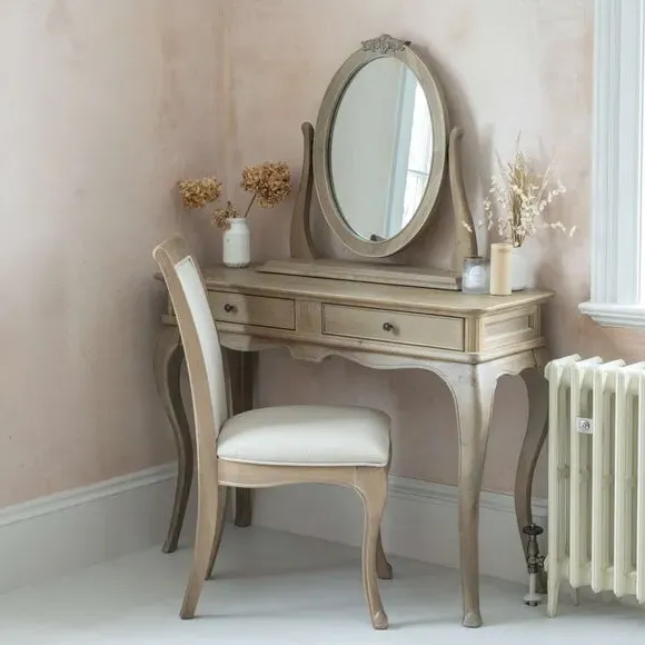 Dressing Table with Drawers - Oak, Solid Wood image
