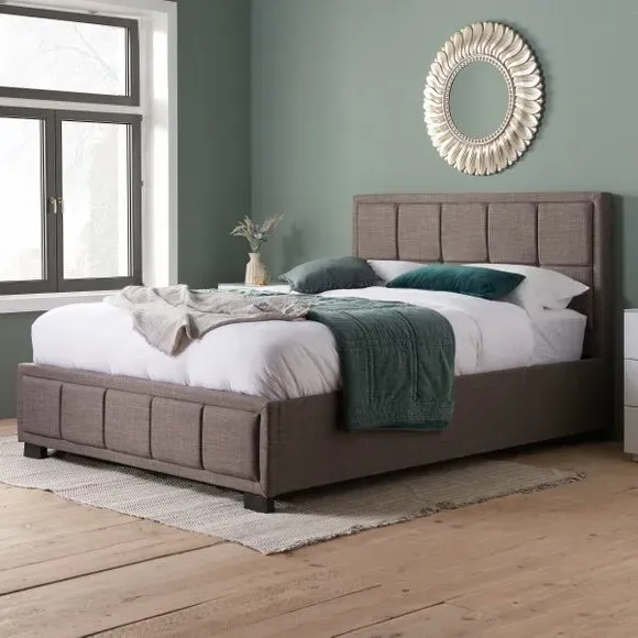 Fabric Bed Frame with Headboard - Dark Grey image