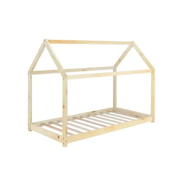 House Bed Frame with Canopy - Pine, Wood