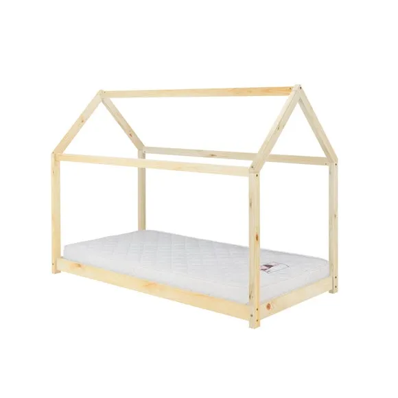 House Bed Frame with Canopy - Pine, Wood