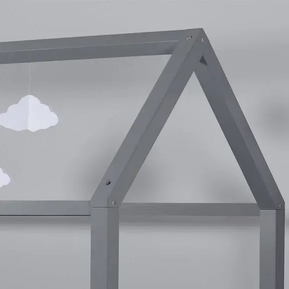 House-Shaped Bed Frame with Canopy - Grey