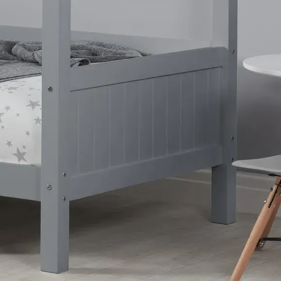 House-Shaped Bed Frame with Canopy - Grey