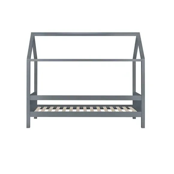House-Shaped Bed Frame with Canopy - Grey