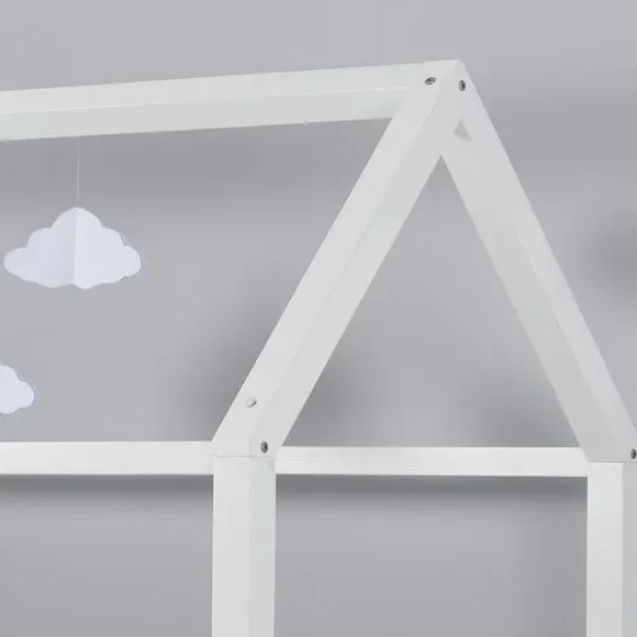 House-Shaped Bed Frame with Canopy - White