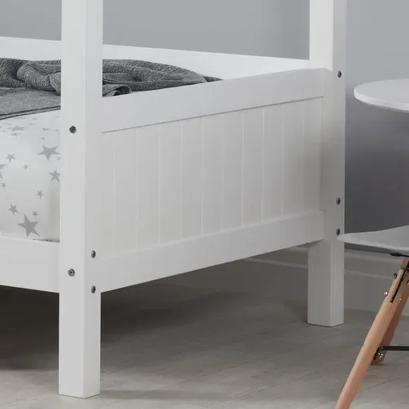 House-Shaped Bed Frame with Canopy - White