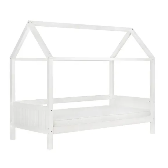 House-Shaped Bed Frame with Canopy - White