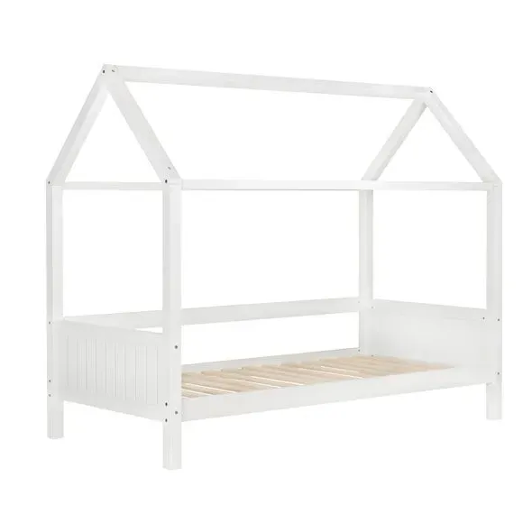 House-Shaped Bed Frame with Canopy - White