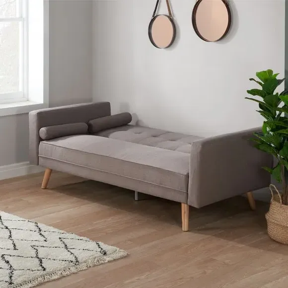 Large Double Sofa Bed with Storage - Grey, Fabric