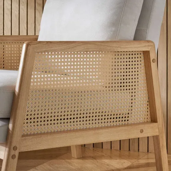 Occasional Armchair with Rattan Frame - Natural