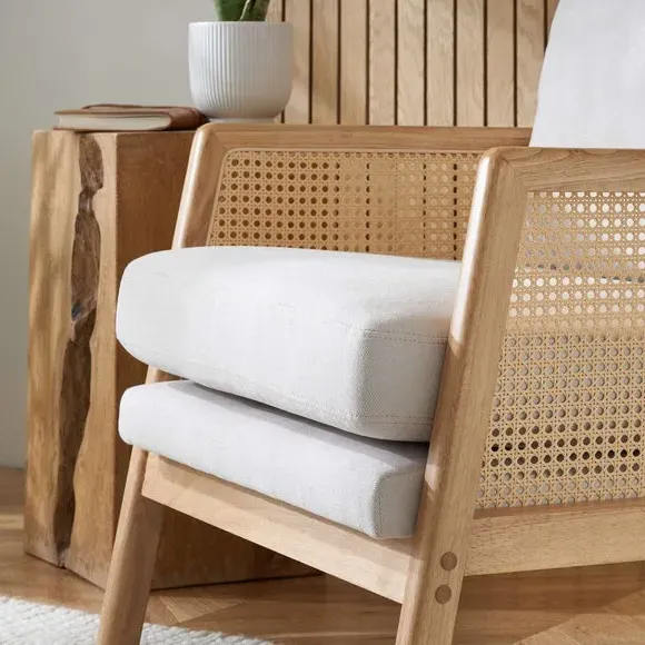 Occasional Armchair with Rattan Frame - Natural
