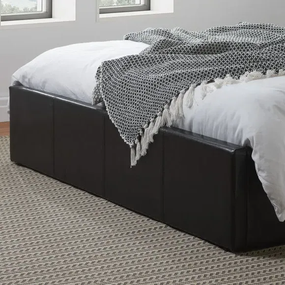 Ottoman Bed Frame with Storage - Black, Faux Leather